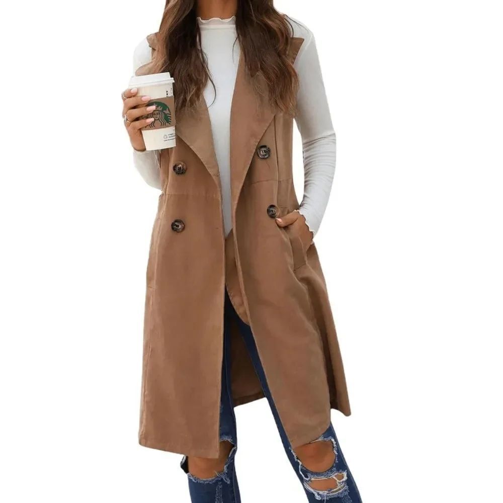 Long Sleeveless Vest Casual Coat